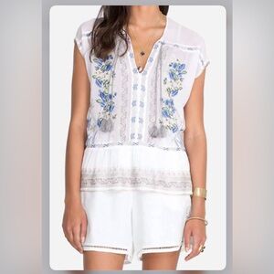 Johnny Was - NOAH BLOUSE - Floral Embroidered White Top